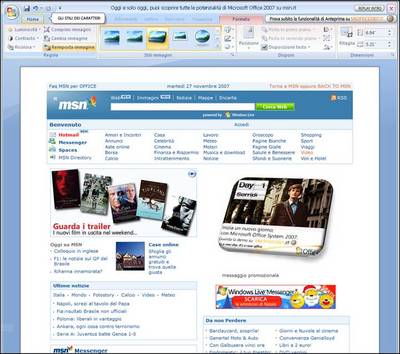 La home page di MSN il 29.11.2007